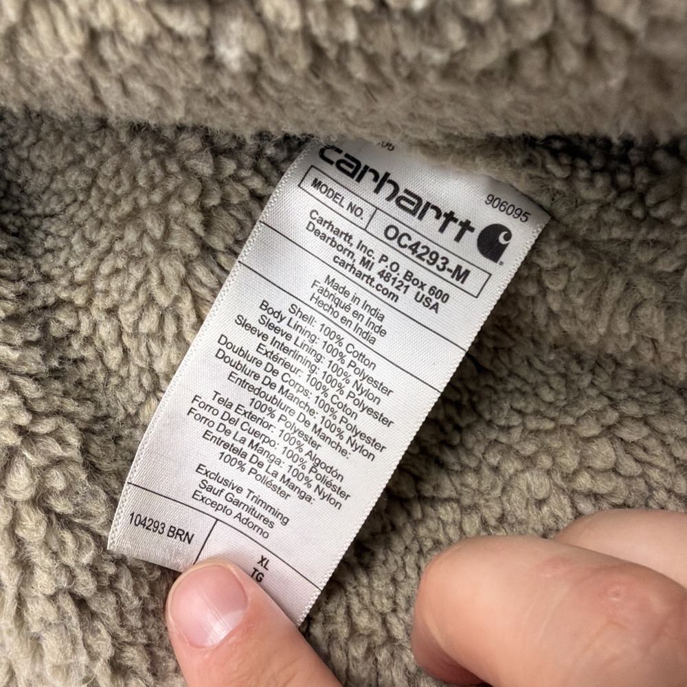 Carhartt Loose Fit Men XL Duck Canvas Sherpa Lined Jacket 0C4293-M Logo Brown - Picture 9 of 10